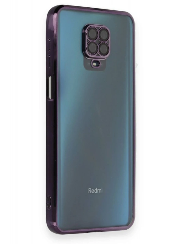 Newface Xiaomi Redmi Note 9 Pro Kılıf Razer Lensli Silikon - Mor
