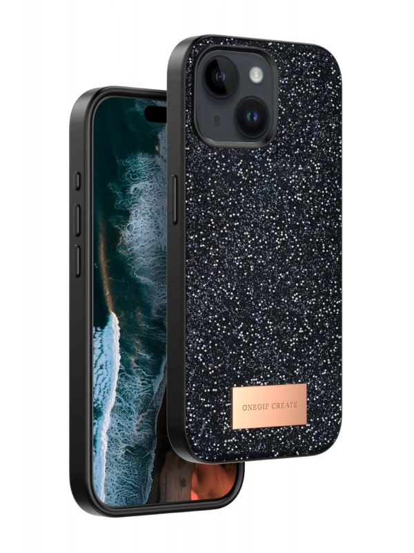 Onegif Apple iPhone 14 Bright Simli Kapak - Siyah