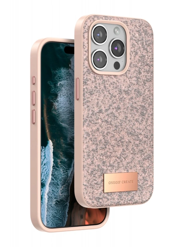 Onegif Apple iPhone 14 Pro Bright Simli Kapak - Pembe