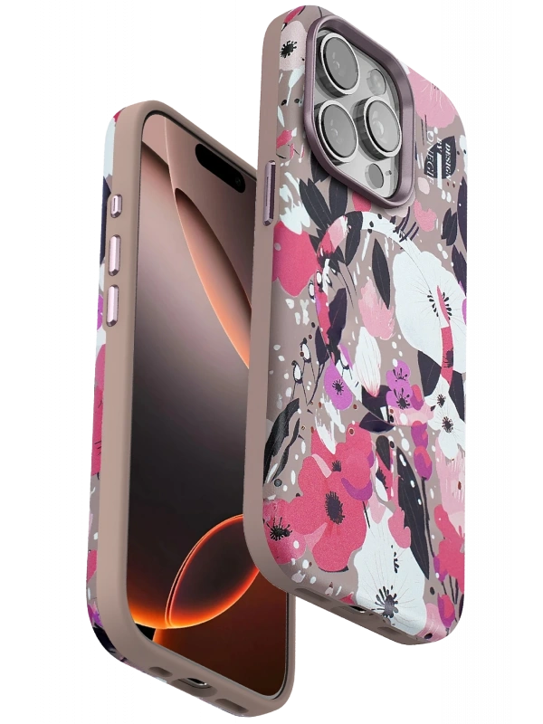 Onegif Apple iPhone 14 Pro Flower Series Magsafe Kapak - Pembe