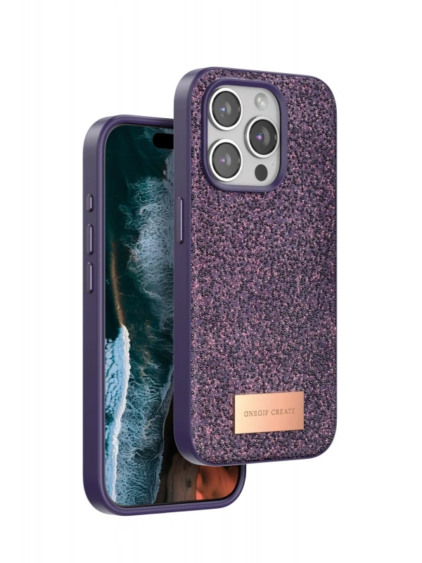 Onegif Apple iPhone 14 Pro Max Bright Simli Kapak - Derin Mor
