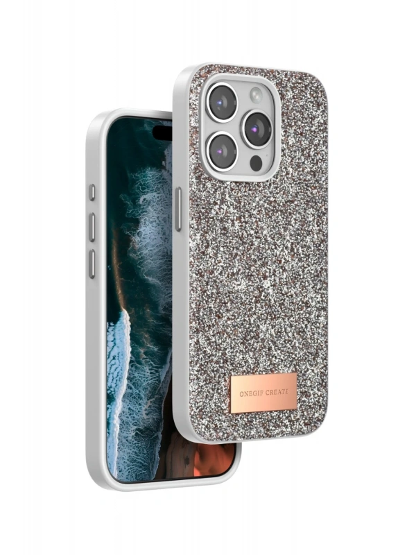 Onegif Apple iPhone 14 Pro Max Bright Simli Kapak - Gold