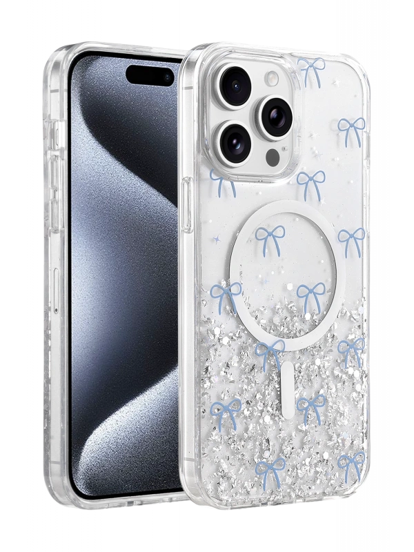 Onegif Apple iPhone 14 Pro Max Misk Simli Magsafe Kapak - Desen 3