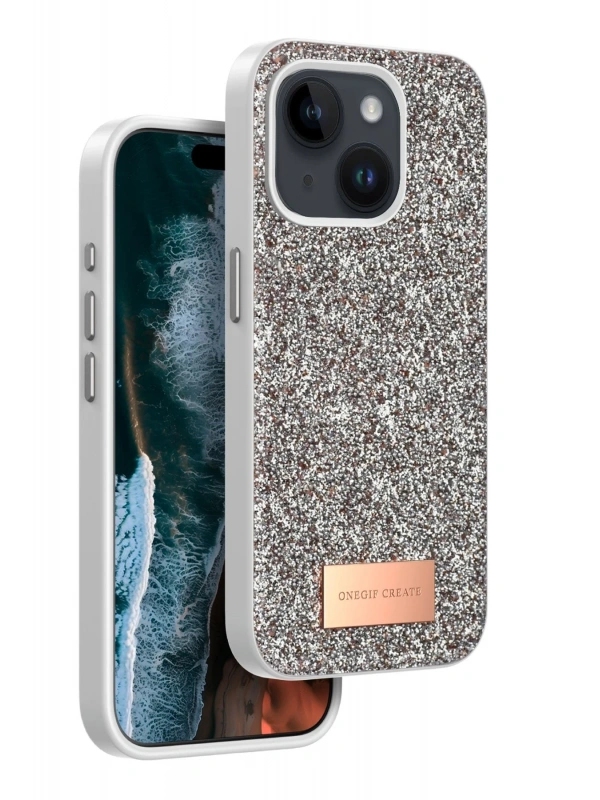 Onegif Apple iPhone 15 Bright Simli Kapak - Gold