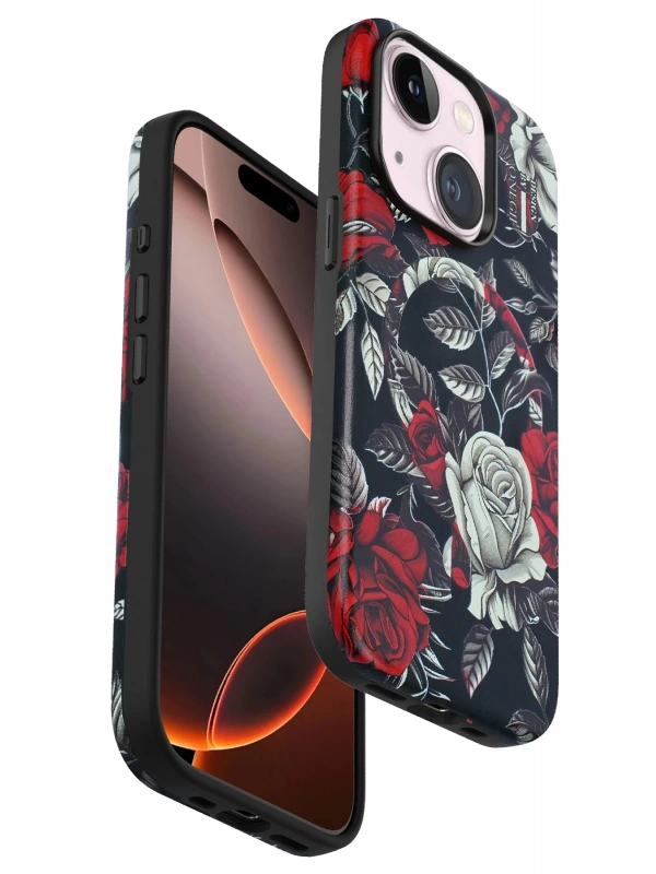 Onegif Apple iPhone 15 Plus Flower Series Magsafe Kapak - Siyah