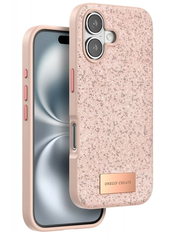 Onegif Apple iPhone 16 Bright Simli Kapak - Pembe