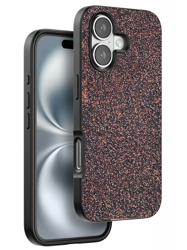Onegif Apple iPhone 16 Plus Bright Simli Kapak - Derin Mor