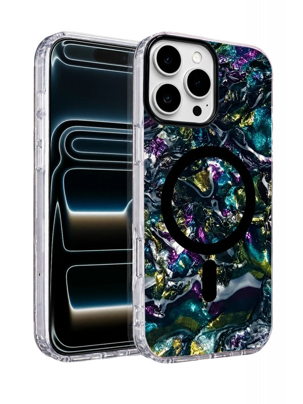 Onegif Apple iPhone 16 Pro Max Mila Dalgalı Magsafe Kapak - Lacivert