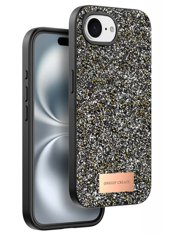 Onegif Apple iPhone 16E Bright Simli Kapak - Gümüş