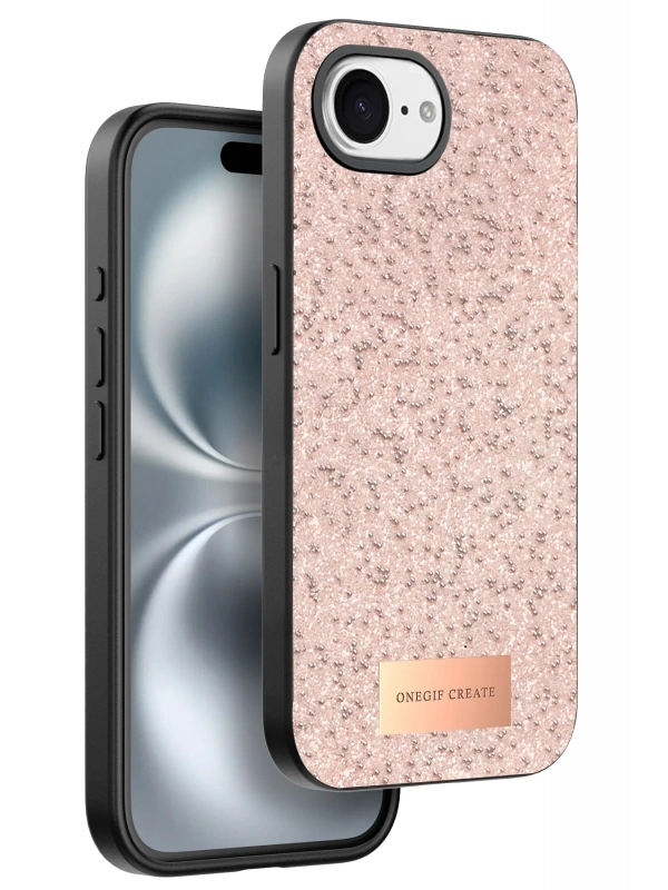 Onegif Apple iPhone 16E Bright Simli Kapak - Pembe