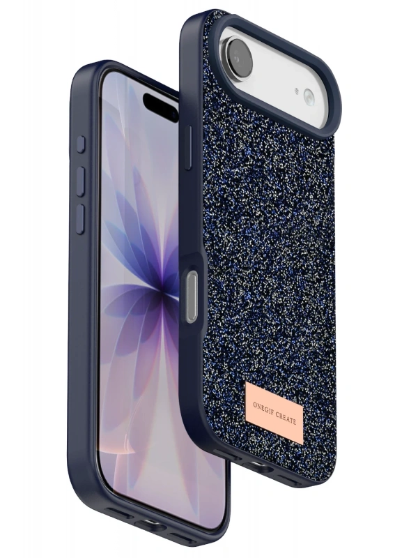 Onegif Apple iPhone 17 Air Bright Simli Kapak - Mavi