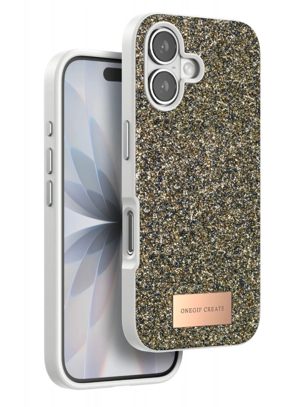 Onegif Apple iPhone 17 Bright Simli Kapak - Çöl Titanyum