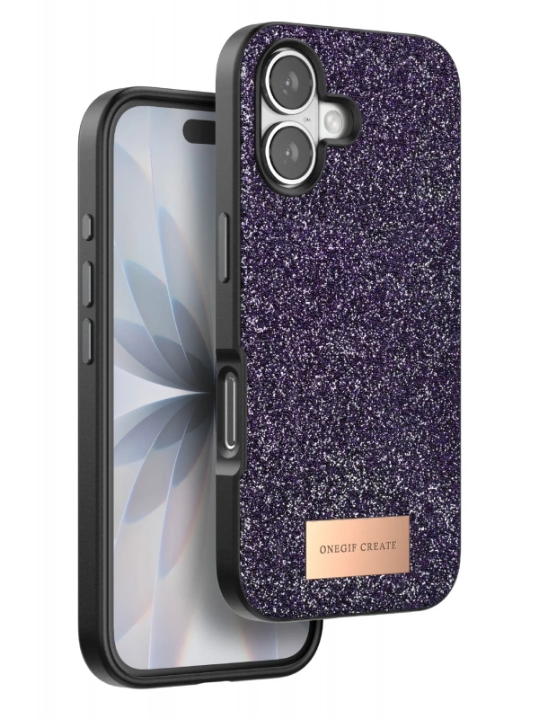Onegif Apple iPhone 17 Bright Simli Kapak - Derin Mor
