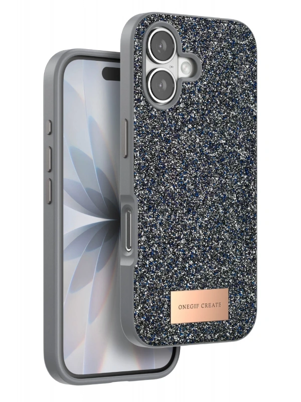Onegif Apple iPhone 17 Bright Simli Kapak - Gümüş