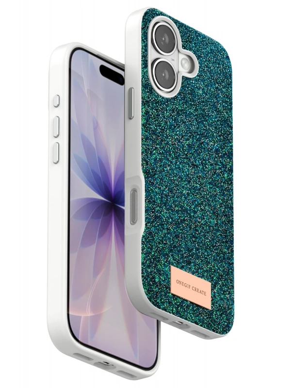 Onegif Apple iPhone 17 Bright Simli Kapak - Koyu Yeşil