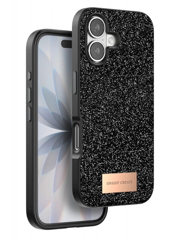 Onegif Apple iPhone 17 Bright Simli Kapak - Siyah