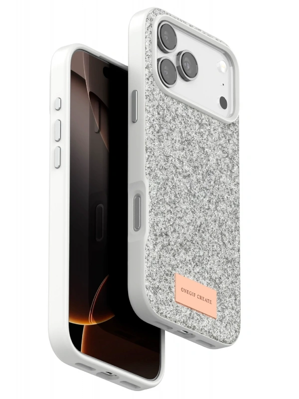 Onegif Apple iPhone 17 Pro Bright Simli Kapak - Beyaz