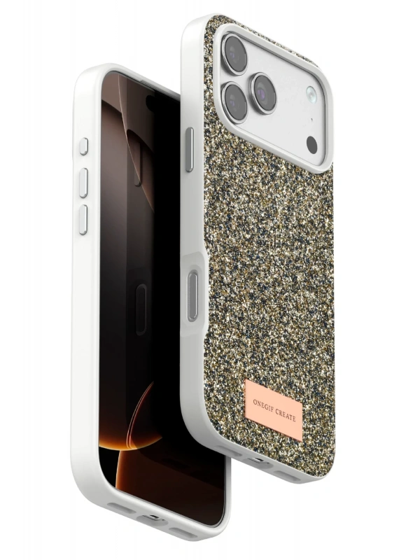 Onegif Apple iPhone 17 Pro Bright Simli Kapak - Çöl Titanyum
