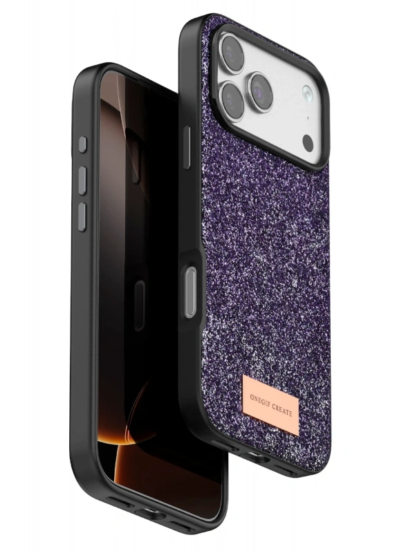 Onegif Apple iPhone 17 Pro Bright Simli Kapak - Derin Mor