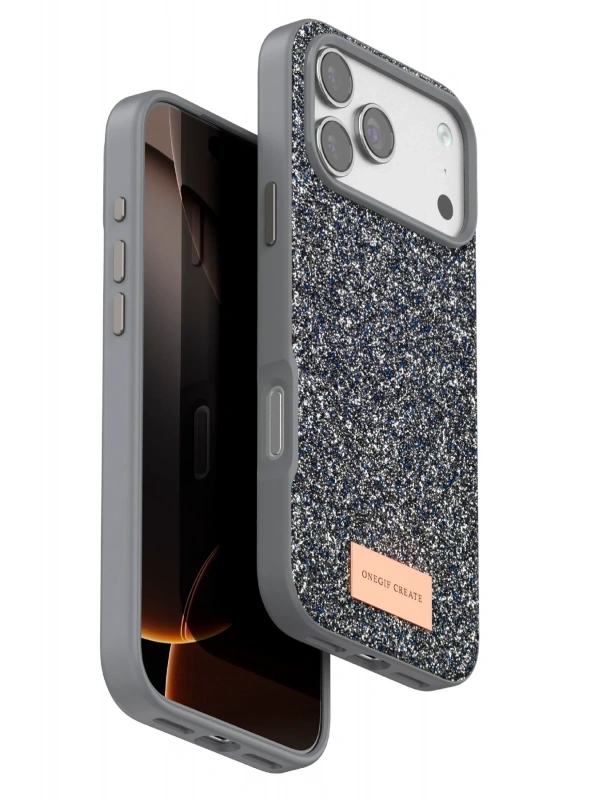 Onegif Apple iPhone 17 Pro Bright Simli Kapak - Gümüş