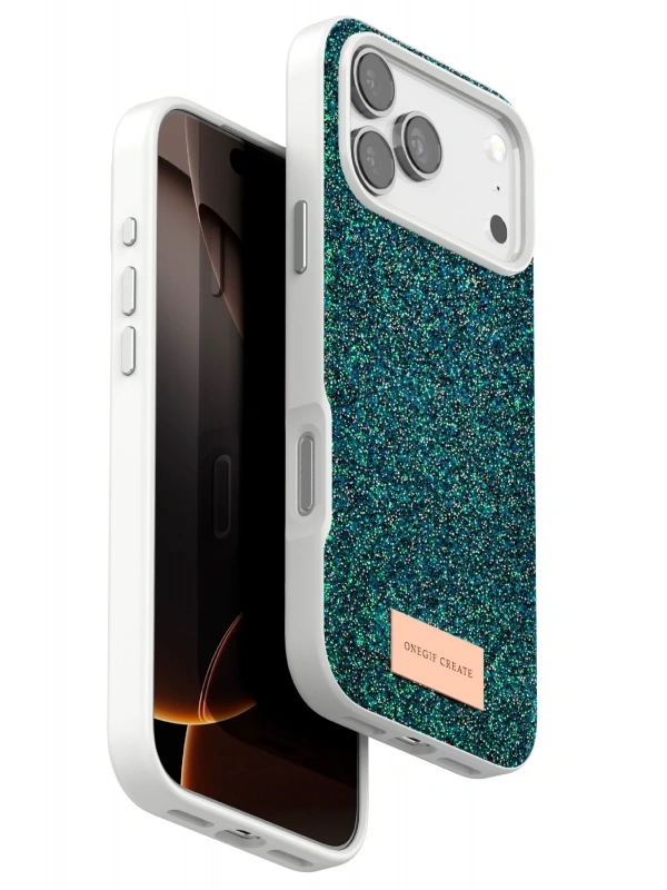 Onegif Apple iPhone 17 Pro Bright Simli Kapak - Koyu Yeşil