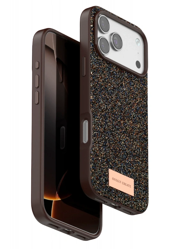 Onegif Apple iPhone 17 Pro Max Bright Simli Kapak - Gold