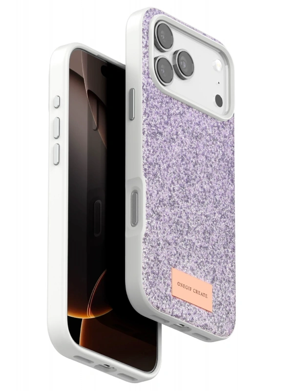 Onegif Apple iPhone 17 Pro Max Bright Simli Kapak - Lila