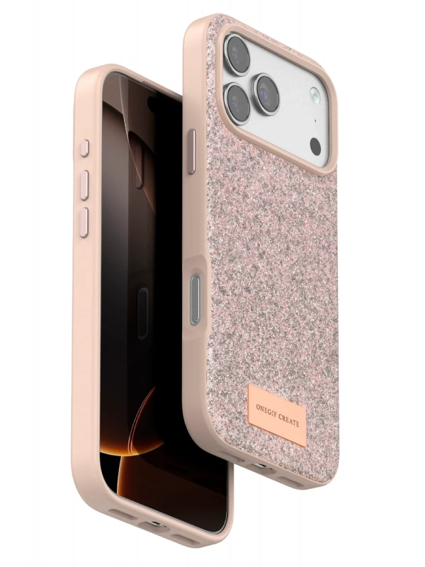 Onegif Apple iPhone 17 Pro Max Bright Simli Kapak - Pembe