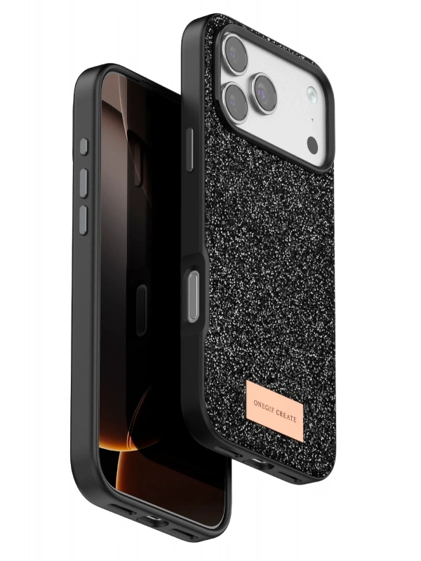 Onegif Apple iPhone 17 Pro Max Bright Simli Kapak - Siyah