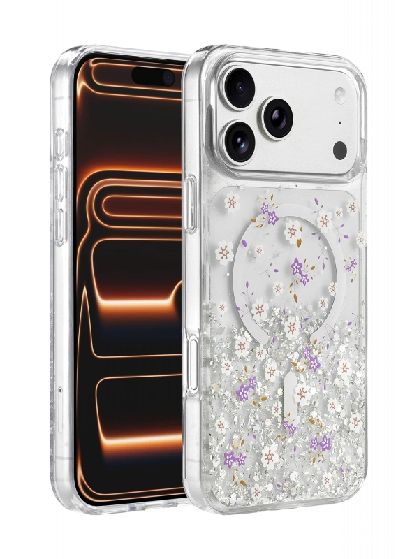 Onegif Apple iPhone 17 Pro Max Misk Simli Magsafe Kapak - Desen 2