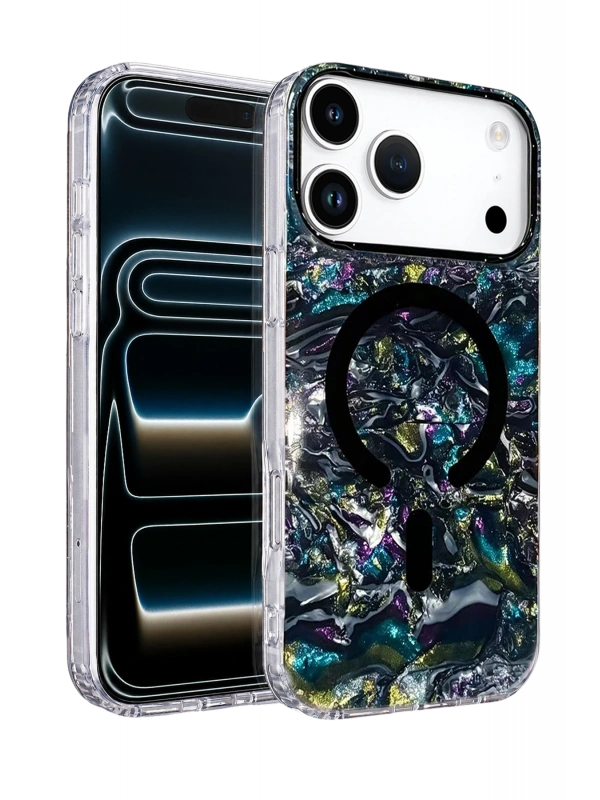Onegif Apple iPhone 17 Pro Mila Dalgalı Magsafe Kapak - Lacivert