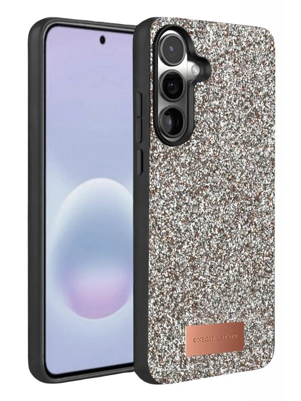Onegif Samsung Galaxy A37 5G Bright Simli Kapak - Gümüş