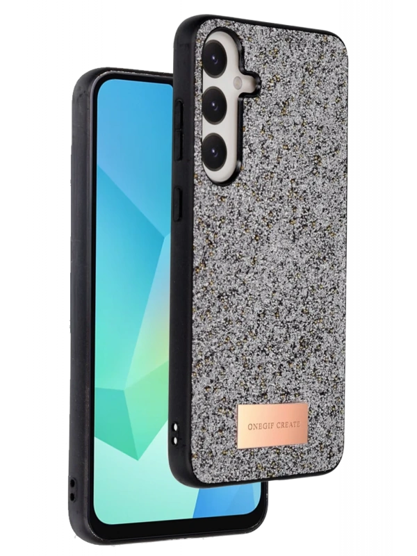 Onegif Samsung Galaxy A56 Bright Simli Kapak - Gümüş