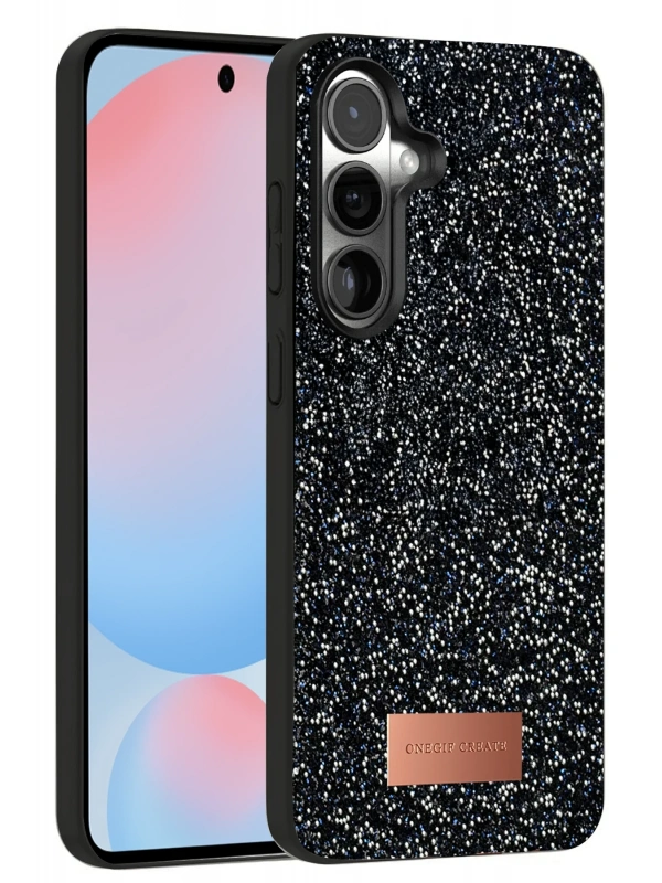 Onegif Samsung Galaxy S24 FE Bright Simli Kapak - Siyah