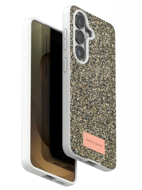 Onegif Samsung Galaxy S26 Bright Simli Kapak - Gold