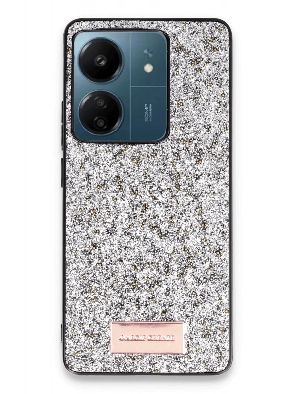 Onegif Xiaomi Redmi 13C Bright Simli Kapak - Gümüş