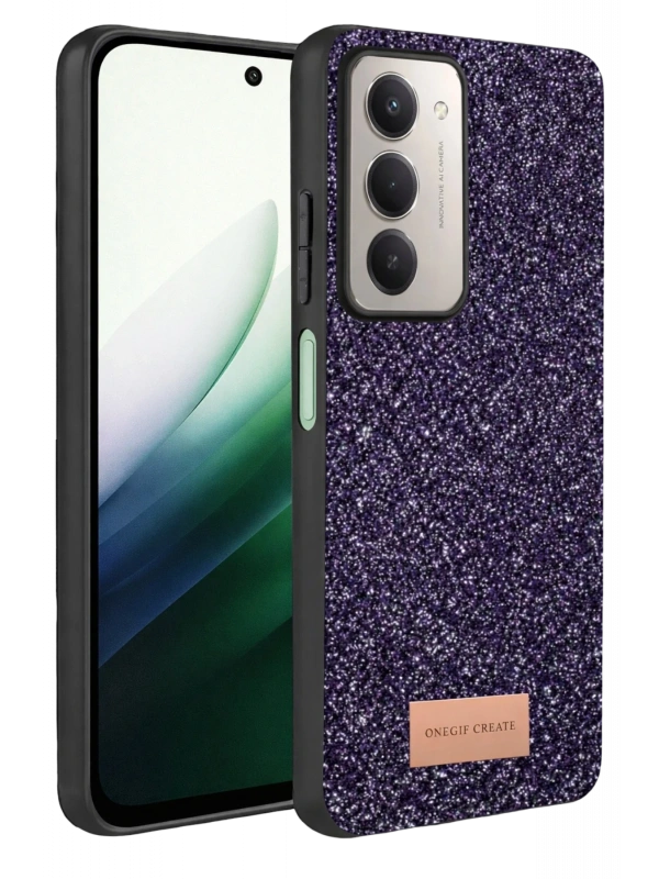 Onegif Xiaomi Redmi 15 4G Bright Simli Kapak - Derin Mor