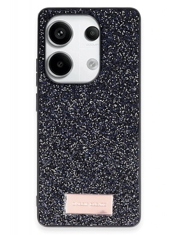 Onegif Xiaomi Redmi Note 13 Pro 4G Bright Simli Kapak - Siyah