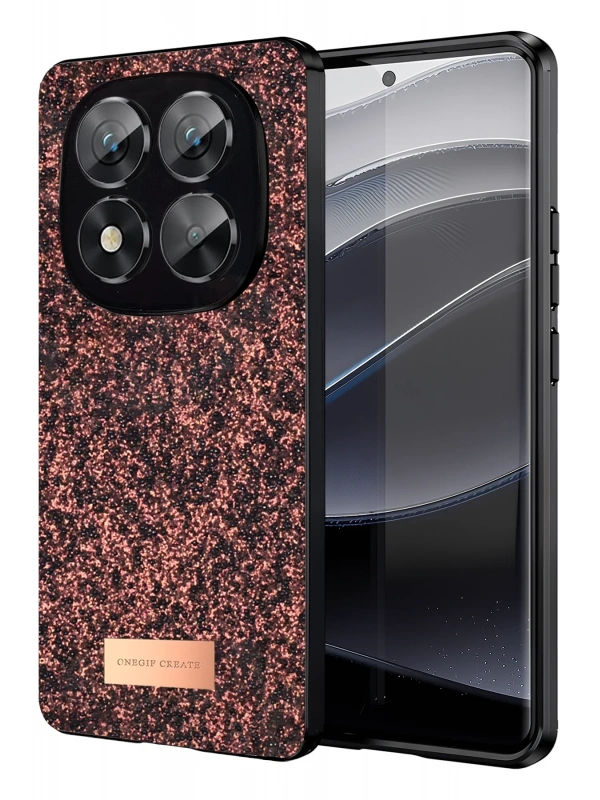Onegif Xiaomi Redmi Note 14 Pro 5G Bright Simli Kapak - Derin Mor