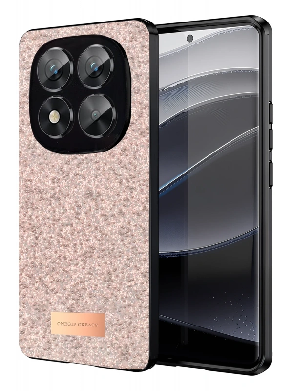Onegif Xiaomi Redmi Note 14 Pro 5G Bright Simli Kapak - Pembe