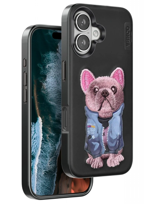 Venco Apple iPhone 16 Cute Desenli Kapak - Siyah