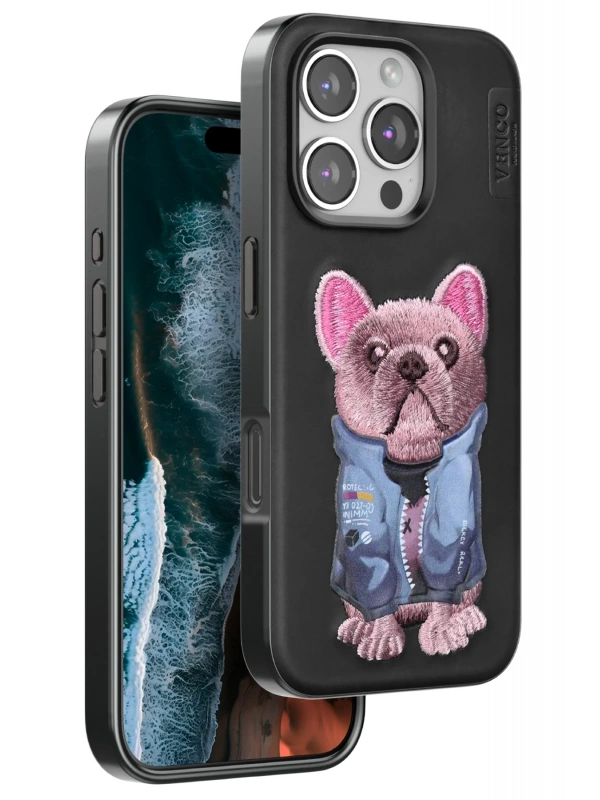 Venco Apple iPhone 16 Pro Cute Desenli Kapak - Siyah