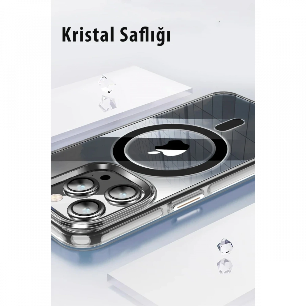 Apple iPhone 15 Pro Kılıf Crystal Magsafe Kapak