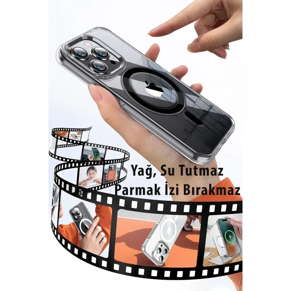 Apple iPhone 15 Pro Max Kılıf Crystal Magsafe Kapak