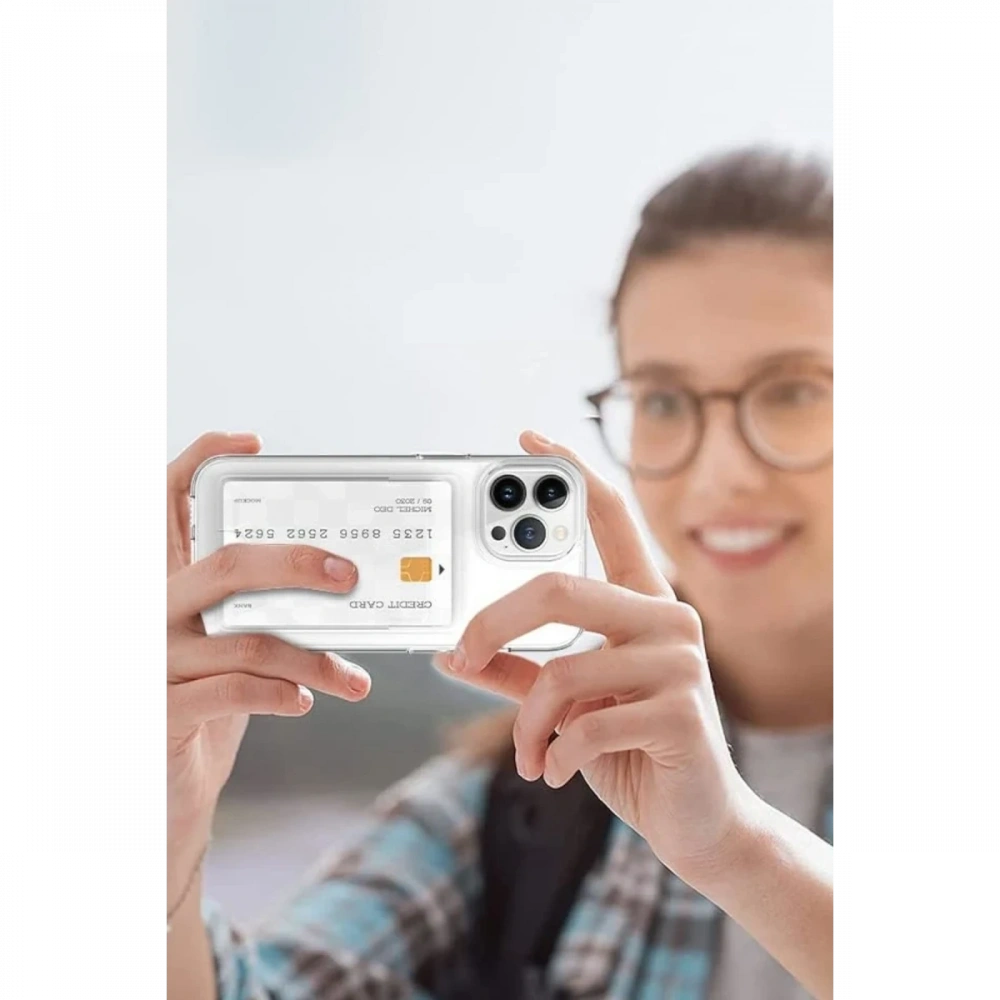 KILIFINI SEÇ - Apple iPhone 14 Plus Kılıf Kart Şeffaf Silikon - Şeffaf