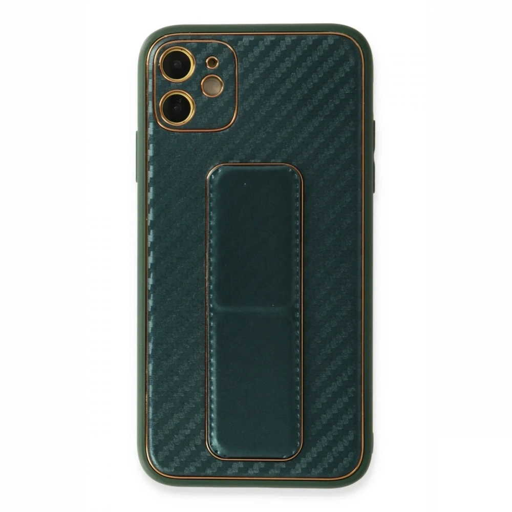Newface Apple iPhone 12 Kılıf Coco Karbon Standlı Kapak