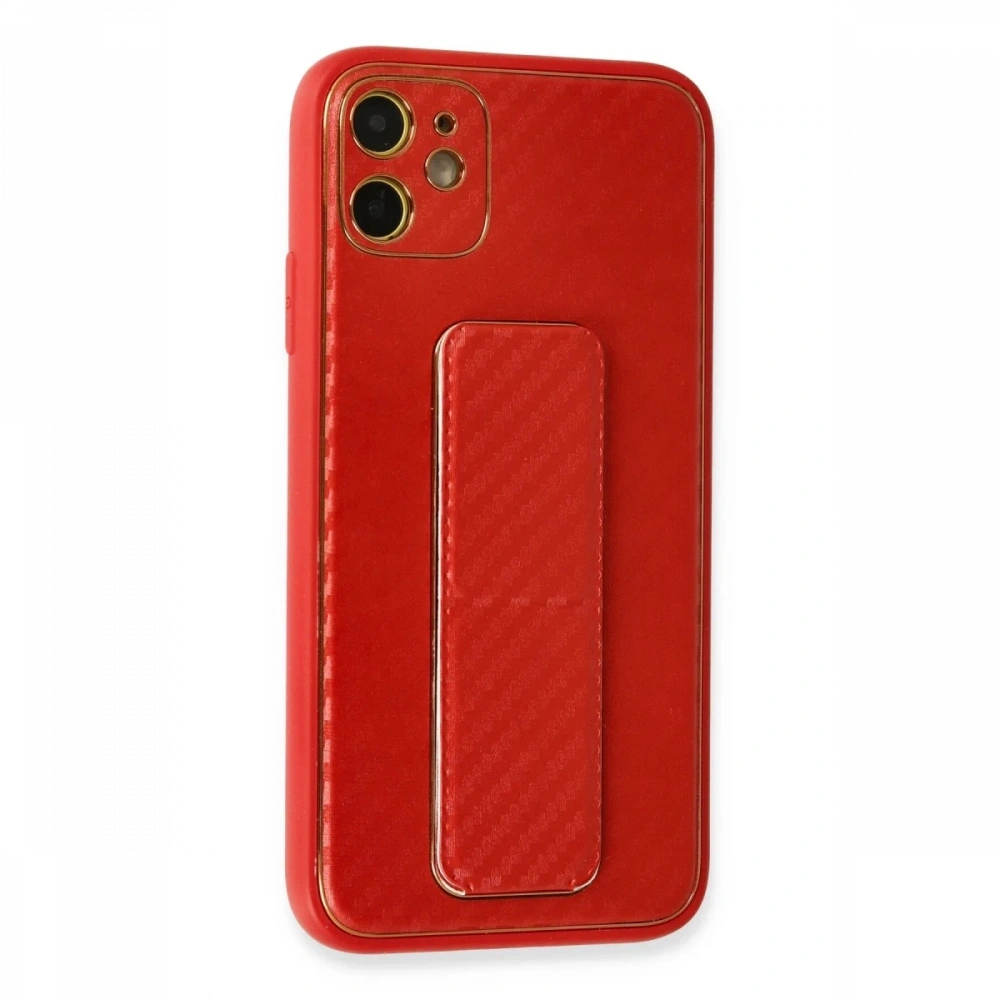 Newface Apple iPhone 12 Kılıf Coco Karbon Standlı Kapak