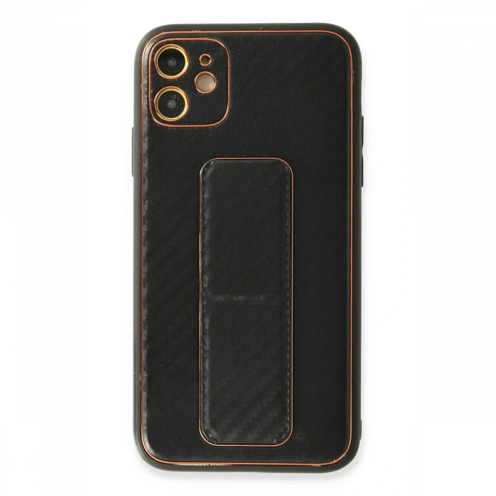 Newface Apple iPhone 12 Kılıf Coco Karbon Standlı Kapak