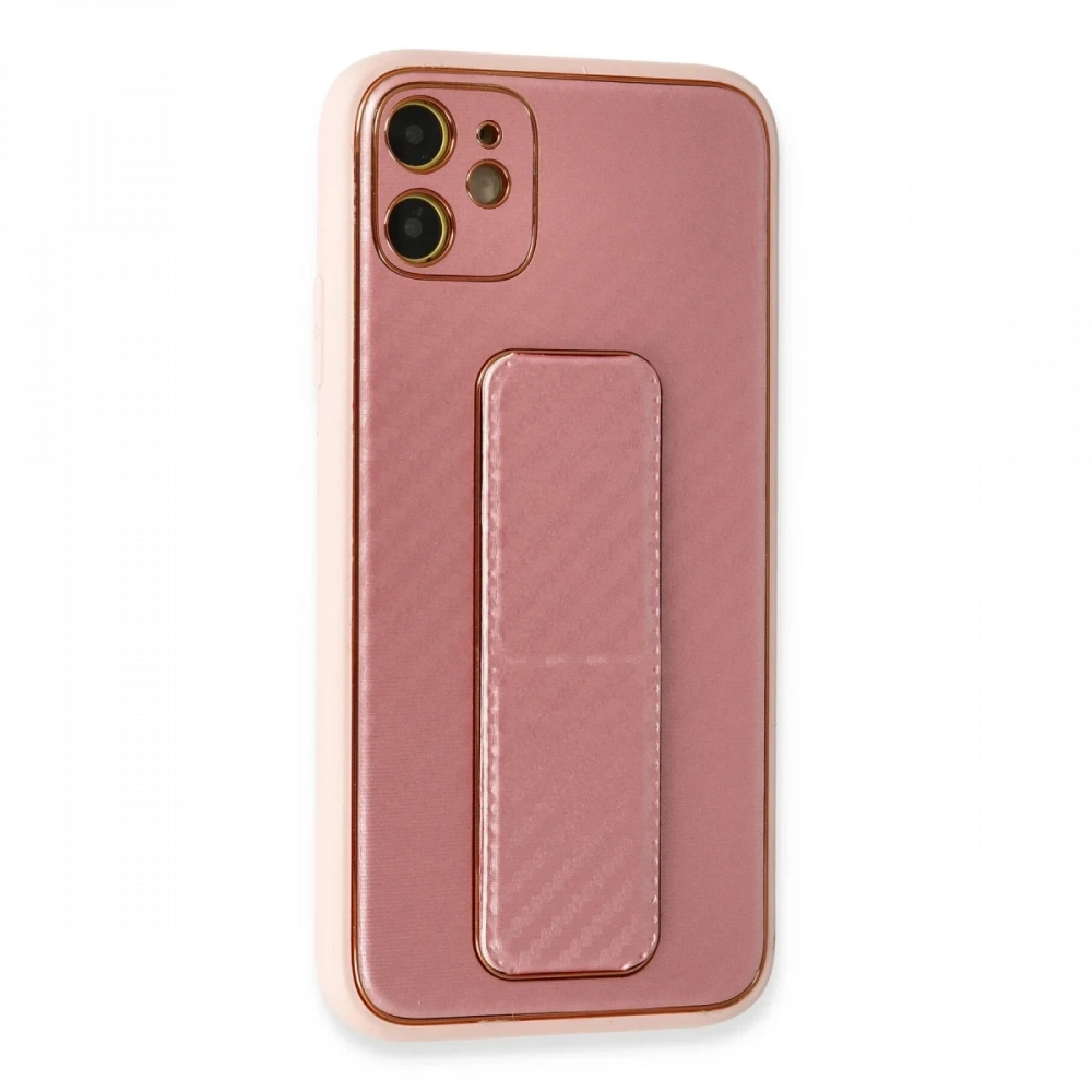 Newface Apple iPhone 12 Kılıf Coco Karbon Standlı Kapak