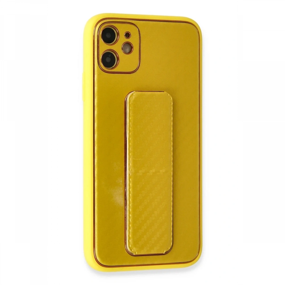 Newface Apple iPhone 12 Kılıf Coco Karbon Standlı Kapak